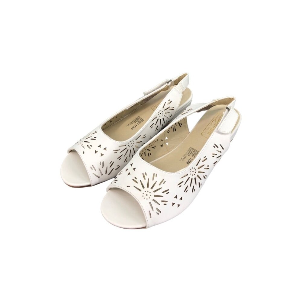 New Beacon Comfort-Well Shoes 10 M Slingback Cut Out Sandal White